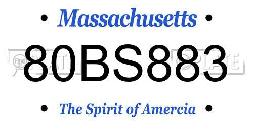 80BS883 Massachusetts License Plate