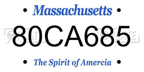 80CA685 Massachusetts License Plate