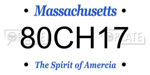 80CH17 Massachusetts License Plate