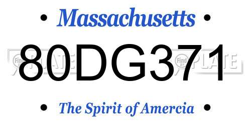 80DG371 Massachusetts License Plate
