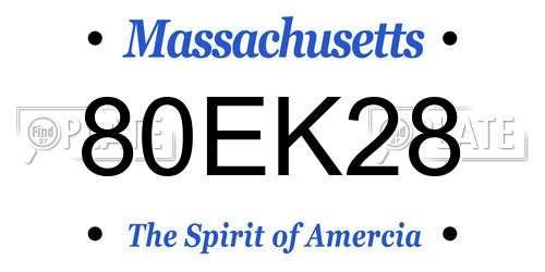 80EK28 Massachusetts License Plate