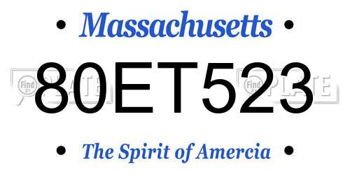 80ET523 Massachusetts License Plate