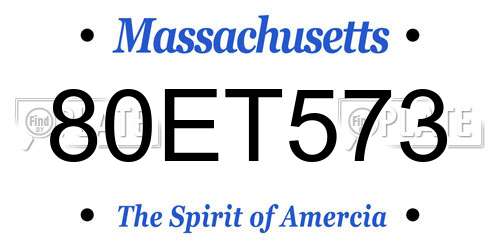 80ET573 Massachusetts License Plate