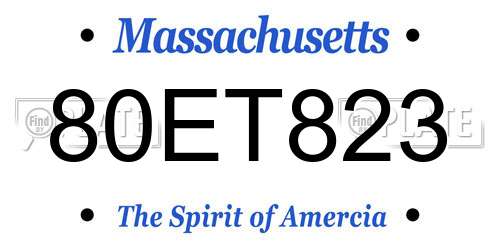 80ET823 Massachusetts License Plate