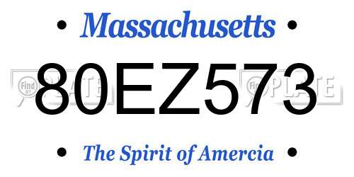 80EZ573 Massachusetts License Plate
