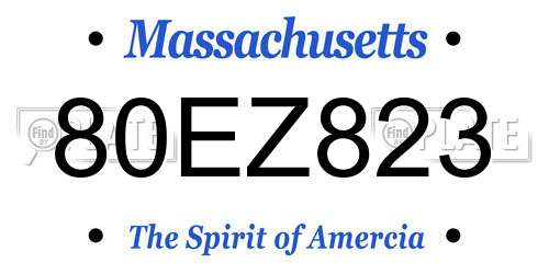 80EZ823 Massachusetts License Plate