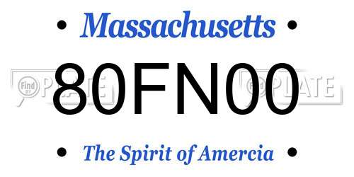 80FN00 Massachusetts License Plate