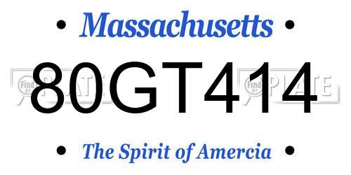 80GT414 Massachusetts License Plate