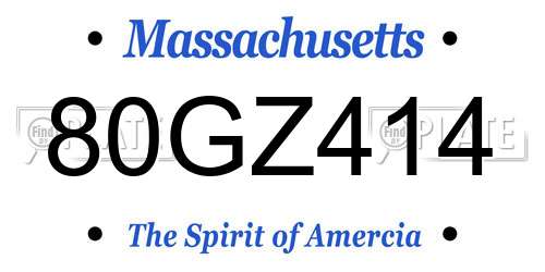 80GZ414 Massachusetts License Plate