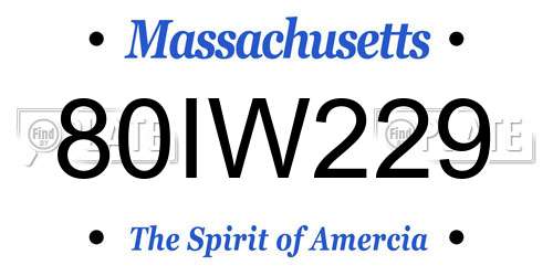 80IW229 Massachusetts License Plate