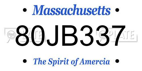 80JB337 Massachusetts License Plate