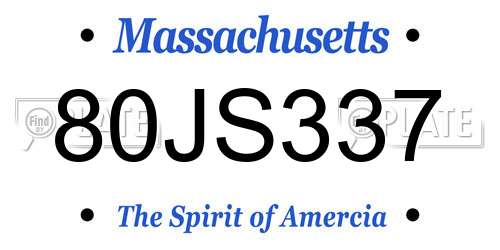80JS337 Massachusetts License Plate
