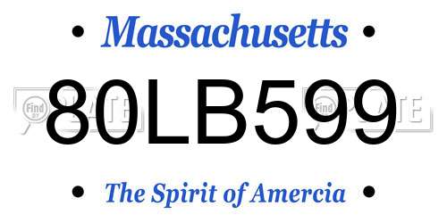 80LB599 Massachusetts License Plate