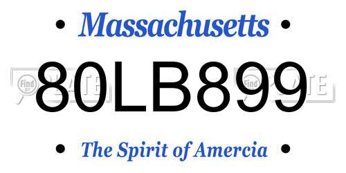 80LB899 Massachusetts License Plate