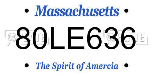80LE636 Massachusetts License Plate