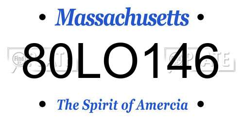 80LO146 Massachusetts License Plate
