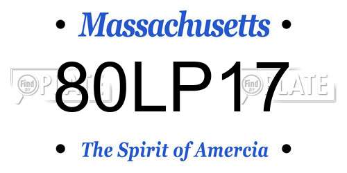 80LP17 Massachusetts License Plate