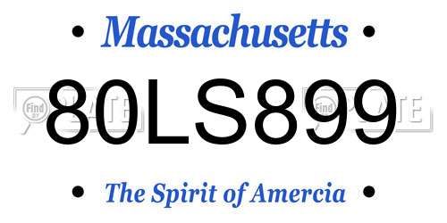 80LS899 Massachusetts License Plate