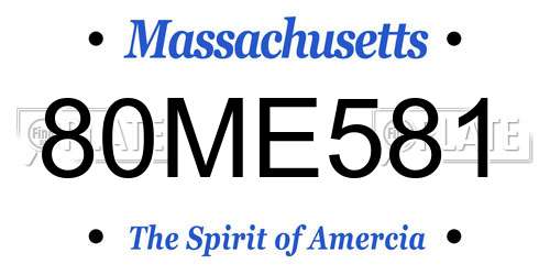 80ME581 Massachusetts License Plate