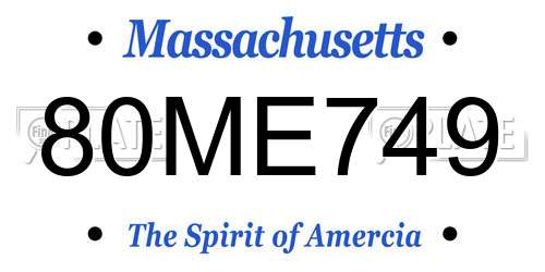 80ME749 Massachusetts License Plate