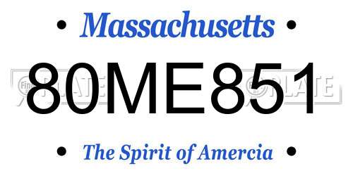 80ME851 Massachusetts License Plate