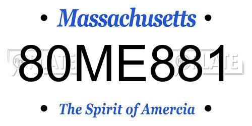 80ME881 Massachusetts License Plate