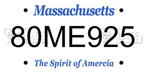 80ME925 Massachusetts License Plate