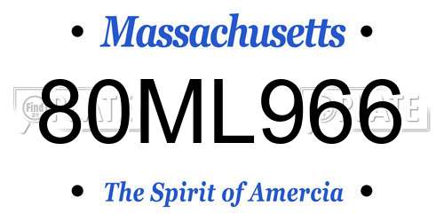 80ML966 Massachusetts License Plate