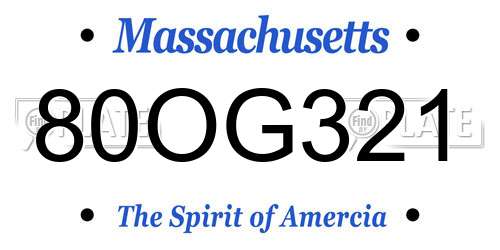 80OG321 Massachusetts License Plate