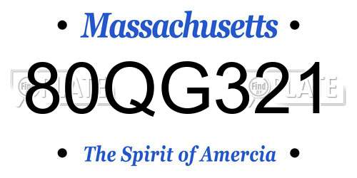 80QG321 Massachusetts License Plate