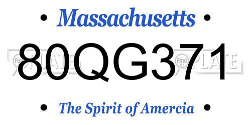 80QG371 Massachusetts License Plate