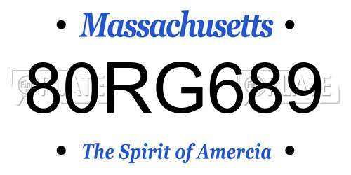 80RG689 Massachusetts License Plate
