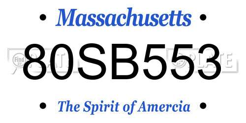 80SB553 Massachusetts License Plate