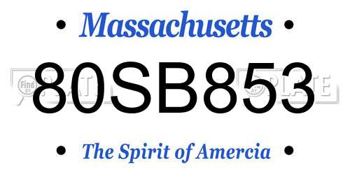 80SB853 Massachusetts License Plate