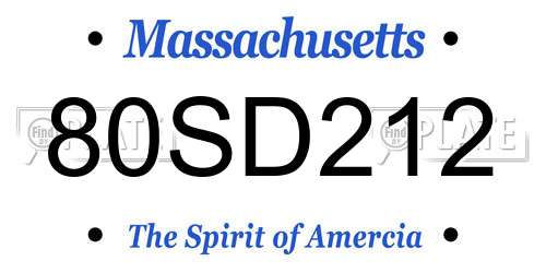 80SD212 Massachusetts License Plate