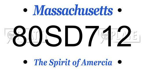 80SD712 Massachusetts License Plate