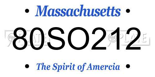 80SO212 Massachusetts License Plate