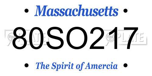 80SO217 Massachusetts License Plate