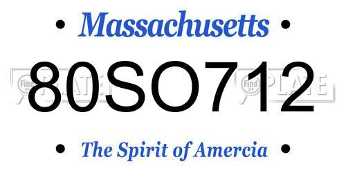 80SO712 Massachusetts License Plate