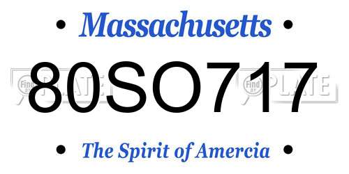 80SO717 Massachusetts License Plate