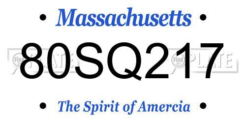 80SQ217 Massachusetts License Plate