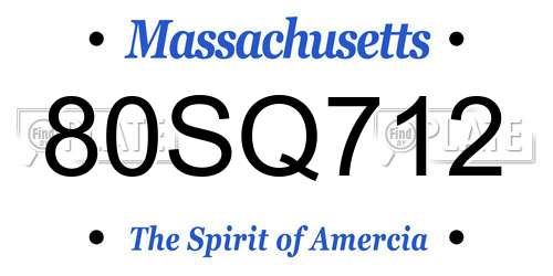 80SQ712 Massachusetts License Plate
