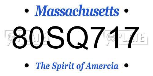 80SQ717 Massachusetts License Plate