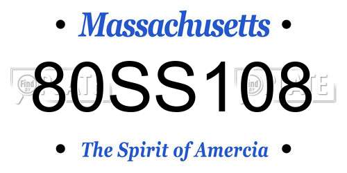 80SS108 Massachusetts License Plate