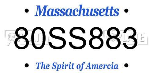 80SS883 Massachusetts License Plate