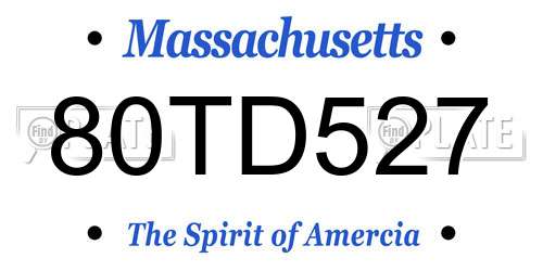 80TD527 Massachusetts License Plate