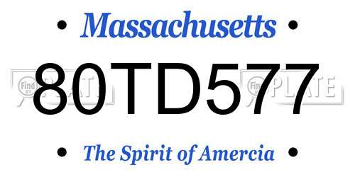 80TD577 Massachusetts License Plate
