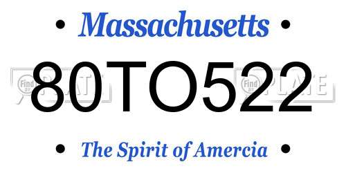 80TO522 Massachusetts License Plate