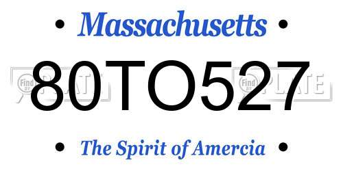 80TO527 Massachusetts License Plate
