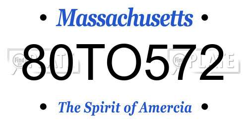 80TO572 Massachusetts License Plate